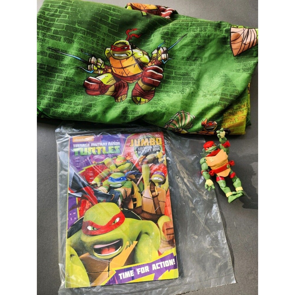 TNMT Teenage Mutant Ninja Turtle Coloring Book Flat Bed Sheet Raphael Figure